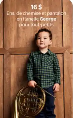 Walmart Ens. de chemise et pantalon en flanelle George pour tout-petits offer