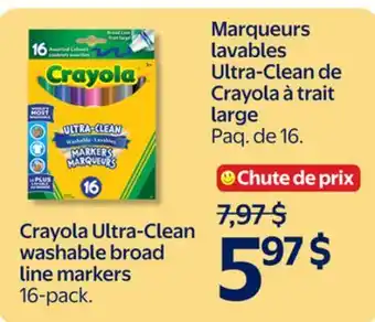 Walmart Crayola Ultra-Clean washable broad line markers offer