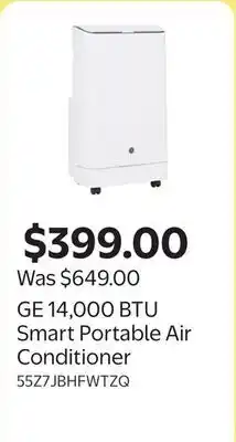 Walmart GE 14,000 BTU Smart Portable Air Conditioner offer