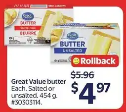 Walmart Great Value Butter offer
