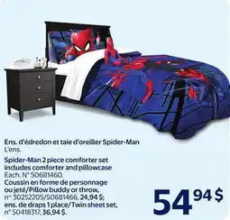 Walmart Spider-Man 2 piece comforter set includes comforter and pillowcase offer