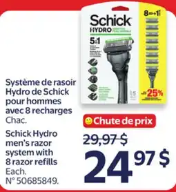 Walmart Schick Hydro men's razor system with 8 razor refills offer