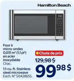 Walmart Hamilton Beach 1.1-cu. ft. Stainless steel microwave offer