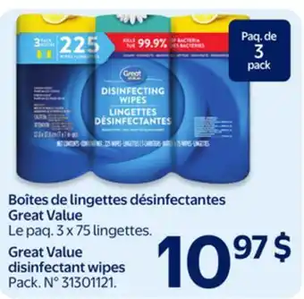 Walmart Great Value Disinfectant Wipes offer