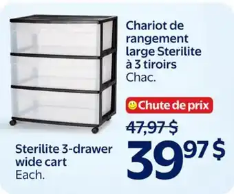 Walmart Sterilite 3-drawer wide cart offer