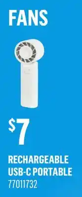 Canac Rechargeable USB-C Portable Fan offer