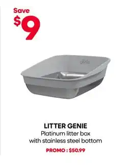 Mondou LITTER GENIE Platinum litter box with stainless steel bottom offer