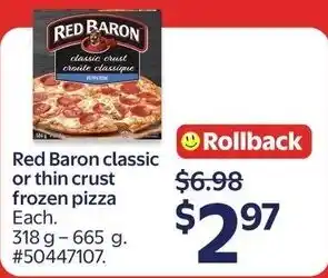 Walmart Red Baron classic or thin crust frozen pizza offer