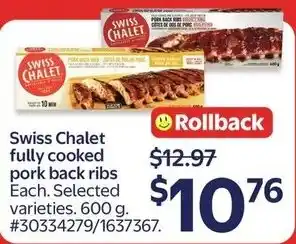 Walmart Swiss Chalet fully cooked pork back ribs offer