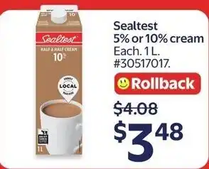 Walmart Sealtest 5% or 10% cream offer
