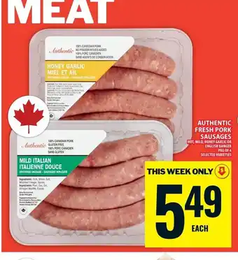 Food Basics Authentic fresh pork sausages offer