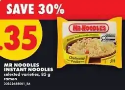 No Frills Mr noodles instant noodles offer