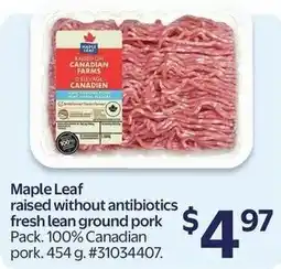 Walmart Maple Leaf raised without antibiotics fresh lean ground pork offer
