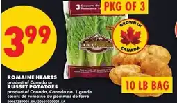 No Frills Romaine hearts russet potatoes offer