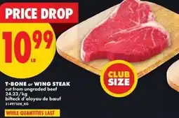 No Frills T-bone or wing steak offer