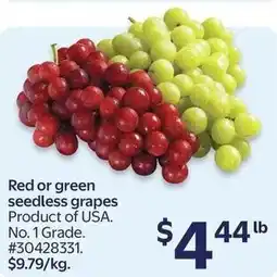 Walmart Red or green seedless grapes offer