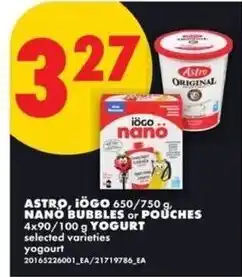 No Frills Astro, iögo nano bubbles pouches, yogurt offer
