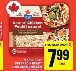 Food Basics Maple leaf prepped & ready shredded chicken offer
