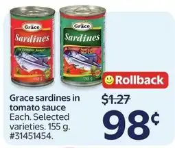 Walmart Grace sardines in tomato sauce offer