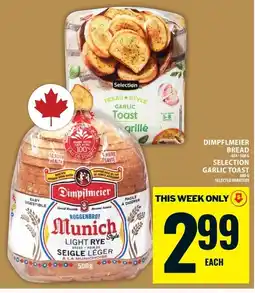 Food Basics Dimpflmeier bread selection garlic toast offer