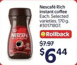 Walmart Nescafé Rich Instant Coffee offer