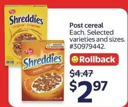 Walmart Post Cereal offer