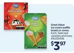 Walmart Great Value ice cream waffle bowls or cones offer