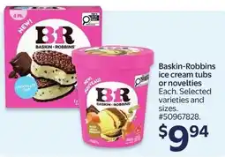 Walmart Baskin-Robbins ice cream tubs or novelties offer