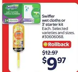 Walmart Swiffer wet cloths or 3' starter kit offer