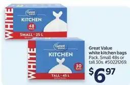 Walmart Great Value white kitchen bags offer