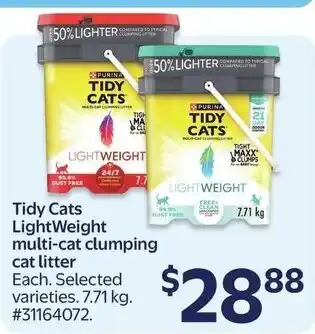 Walmart Tidy Cats LightWeight multi-cat clumping cat litter offer