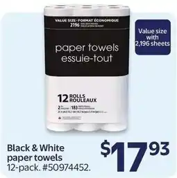 Walmart Black & White paper towels offer