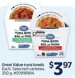 Walmart Great Value tuna bowls offer