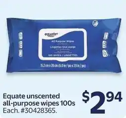 Walmart Equate unscented all-purpose wipes offer
