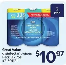 Walmart Great Value disinfectant wipes offer