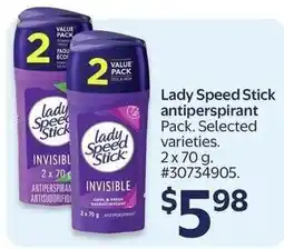 Walmart Lady Speed Stick Antiperspirant offer