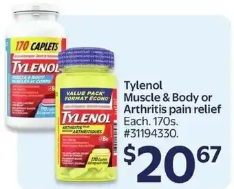 Walmart Tylenol Muscle & Body or Arthritis pain relief offer