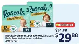Walmart Rascals premium super econo box diapers offer