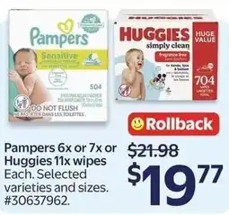 Walmart Pampers or Huggies wipes offer