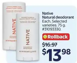 Walmart Native Natural Deodorant offer