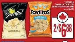 Food Basics Tostitos tortilla chips or smartfood popcorn offer