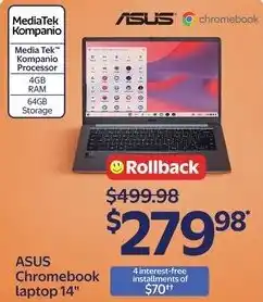 Walmart ASUS 14" Chromebook laptop offer