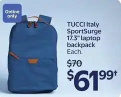 Walmart Tucci Italy SportSurge 17.3" laptop backpack offer