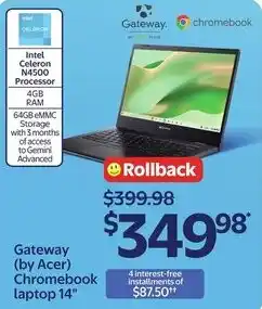 Walmart Gateway by Acer 14" Chromebook laptop offer