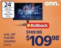Walmart Onn. 24" Full HD monitor offer
