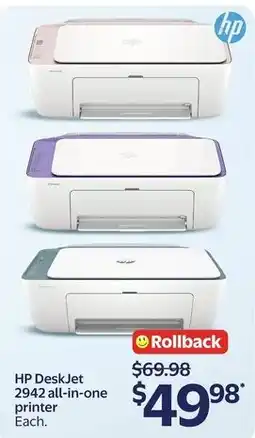Walmart HP DeskJet 2942 all-in-one printer offer