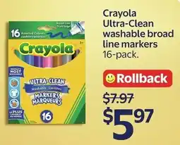 Walmart Crayola Ultra-Clean washable broad line markers offer