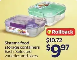 Walmart Sistema food storage containers offer