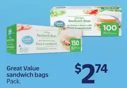 Walmart Great Value sandwich bags offer