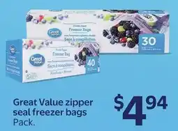 Walmart Great Value zipper seal freezer bags offer